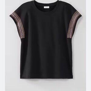 NWT J. Jill Black fit french terry tee size medium.